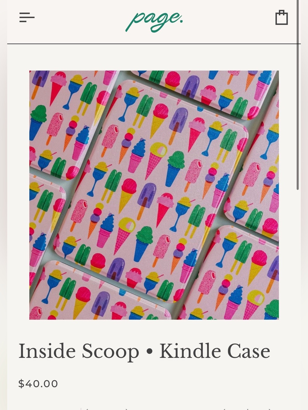 Kindle 11th Generation Case - Pink Ice Cream Print